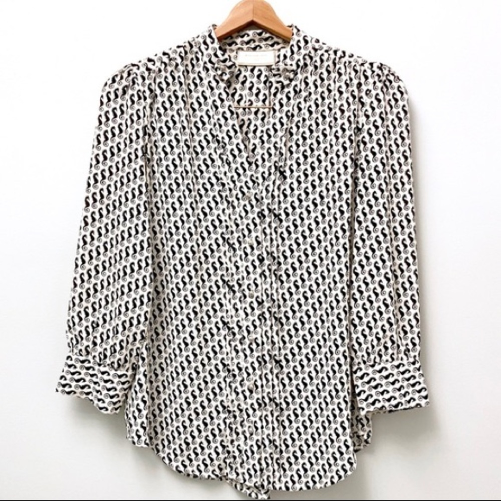 Long sleeve seahorse patterned shirt